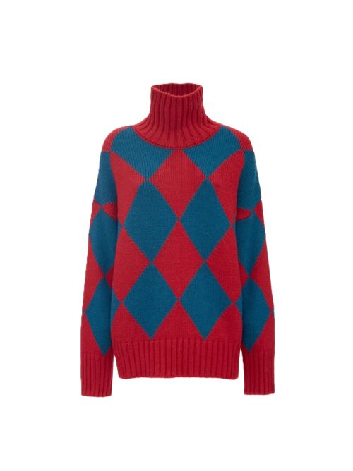 Maglione Argyle La Double J La Double J | PUL0091KNI064VA183RE01PETROLIO/ROSSO